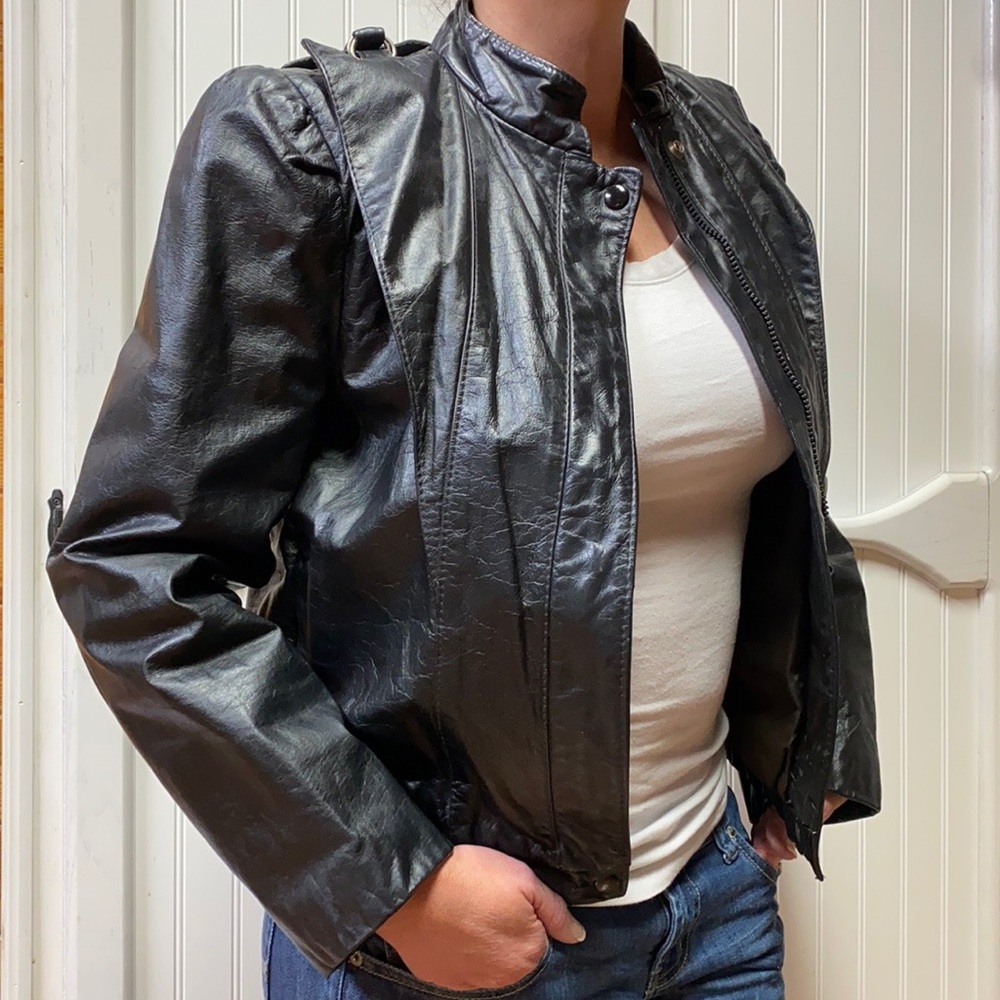 80s Thriller Goth New Wave Post Punk Black Leather Jacket M Witch The Cure I…